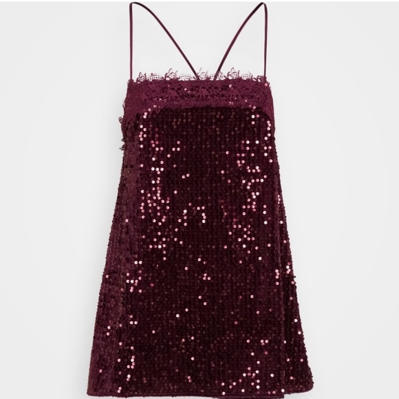 Free People Burgundy Sequin Mini Dress - Picture 11 of 12